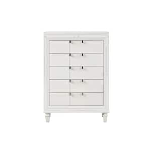 Genoa White 5-Drawer 34 in. W Chest of Drawers