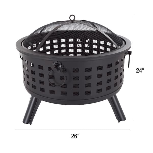 Pure Garden 26 in. Steel Round Fire Pit with Spark Screen and Log Poker  M150123 The Home Depot