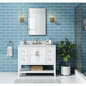 Sturgess 43 in. W x 22 in. D x 35 in. H Single Sink Freestanding Bath Vanity in White with Carrara Marble Top