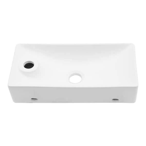 Anky 3.88 in. H Wall Mounted Bathroom Sink in White Ceramic