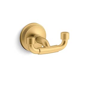 Paces Wall Mounted J-Hook Robe Hook in Vibrant Brushed Moderne Brass