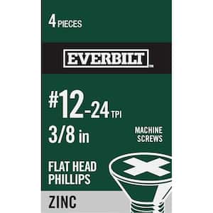 #12-24 x 3/8 in. Zinc Plated Phillips Flat Head Machine Screw (4-Pack)
