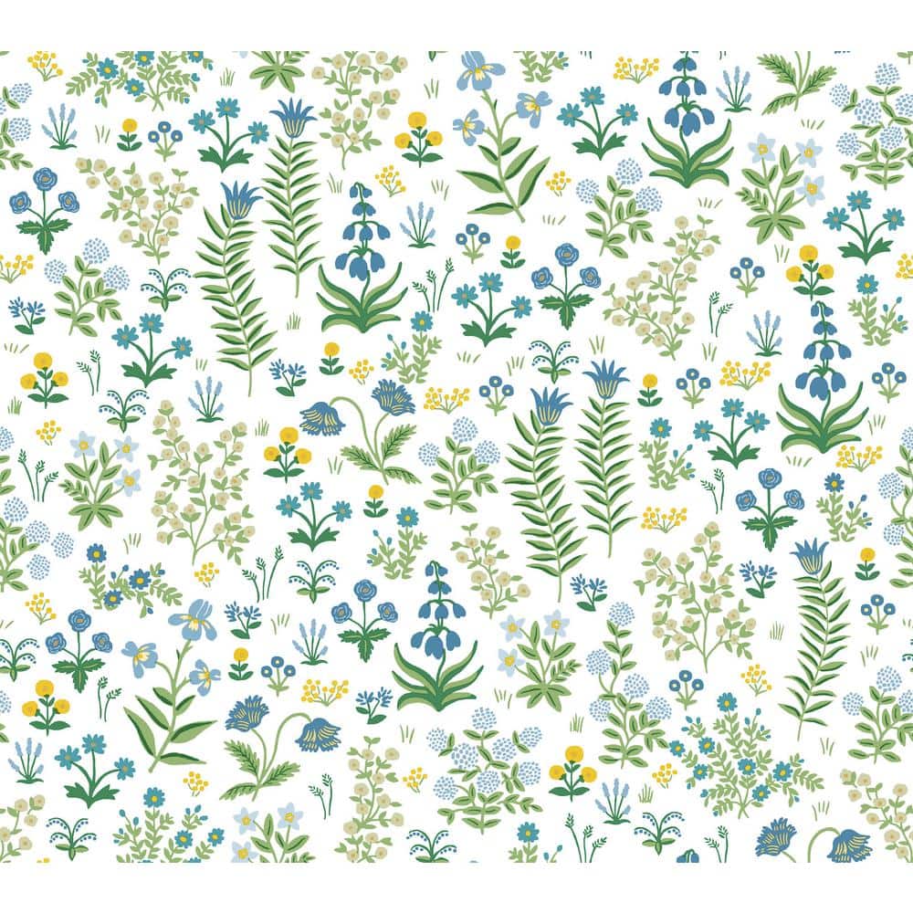 Menagerie Garden Blue Multicolor Peel and Stick Vinyl Wallpaper