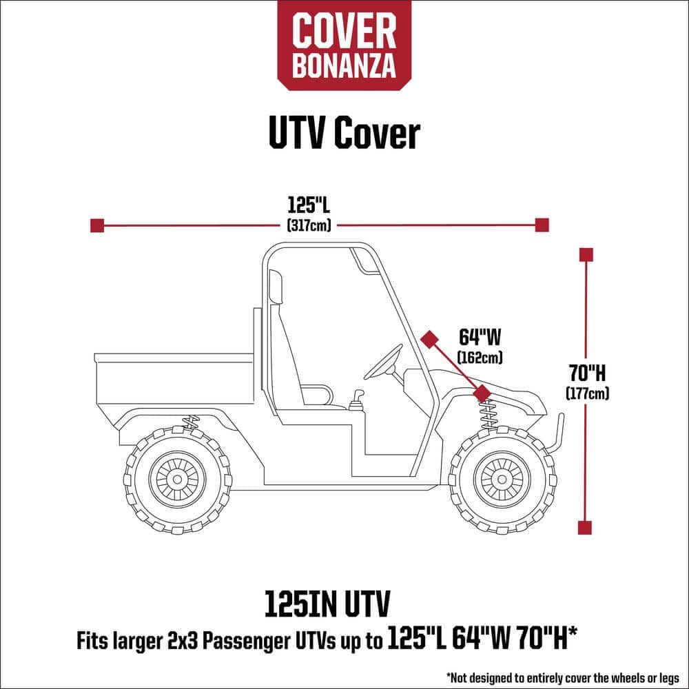 Black Polyester Outdoor UTV Cover, 125 x 64 x 70 Inch