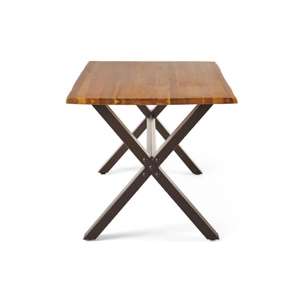 Sanibel Teak Finish with Rustic Metal 3-Piece Wood Outdoor Patio Dining Set