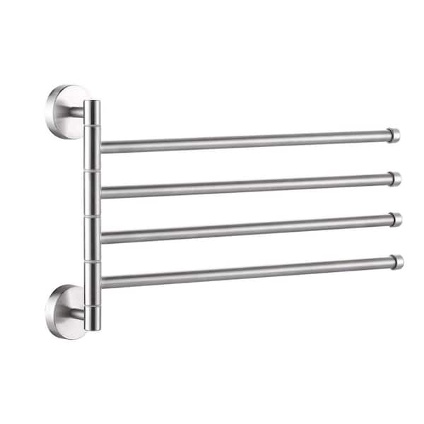 Stainless Steel 13 in. Wall Mounted Towel Bar Bath Hardware Accessory with Swivel 4-Arm in Brushed Nickel