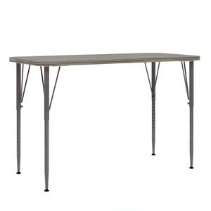 48 in. Rectangular Kids Table, Adjustable Height 21 in. to 30 in. Ready-To-Assemble (Shadow Elm Gray)