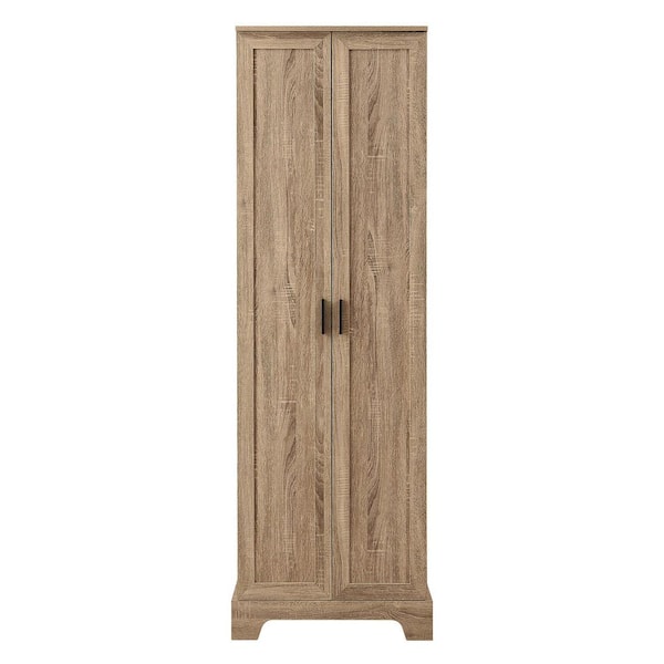 BAYA 23 in. W x 17 in. D x 71 in. H Brown Bathroom Freestanding Linen Cabinet with Adjustable Shelves