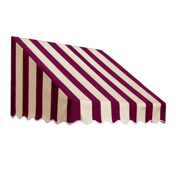 AWNTECH 10.38 ft. Wide San Francisco Window/Entry Fixed Awning (44 in. H x 36 in. D) Burgundy/Tan