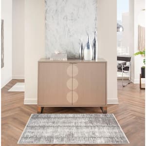 Modern Abstract Grey White 3 ft. x 4 ft. Abstract Contemporary Area Rug