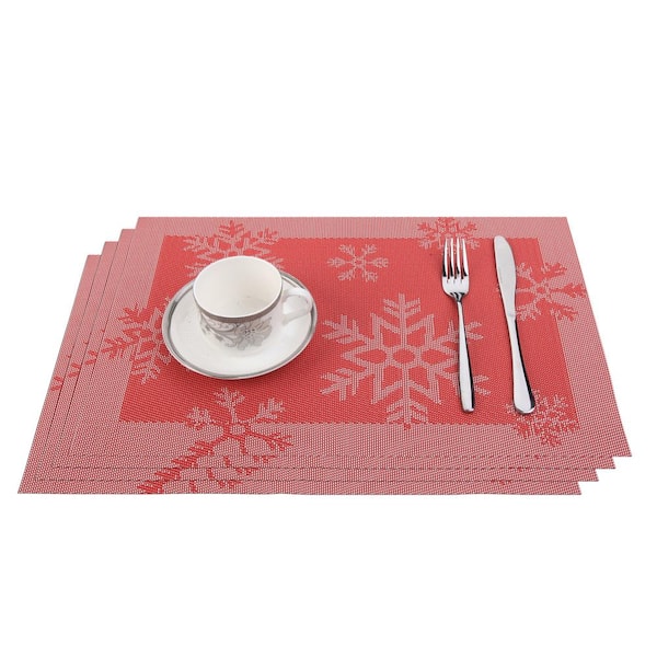 Modern Woven Placemats Set Colorful/Green/Blue/Pink Rectangule PVC