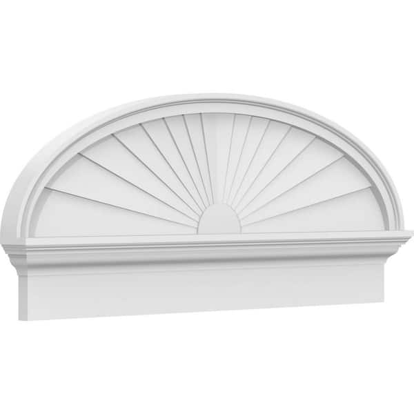Ekena Millwork 2-3/4 in. x 40 in. x 16-7/8 in. Elliptical Sunburst Architectural Grade PVC Combination Pediment
