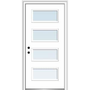 Celeste 32 in. x 80 in. Right-Hand Inswing 4-Lite Clear Low-E Primed Fiberglass Prehung Front Door on 4-9/16 in. Frame
