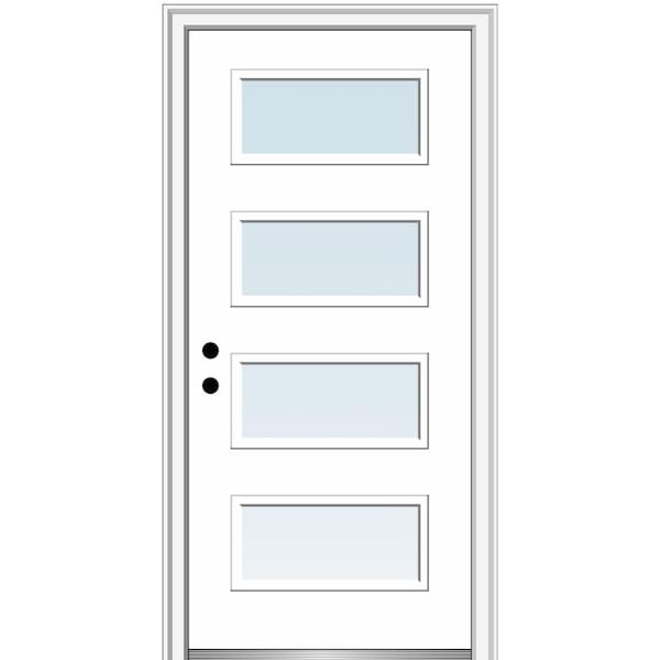 MMI Door Celeste 32 in. x 80 in. Right-Hand Inswing 4-Lite Clear Low-E Primed Fiberglass Prehung Front Door on 4-9/16 in. Frame