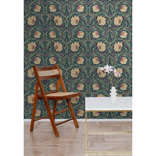 57.5 sq. ft. Bluestone and Clay Pimpernel Garden Pre-Pasted Paper Wallpaper Roll
