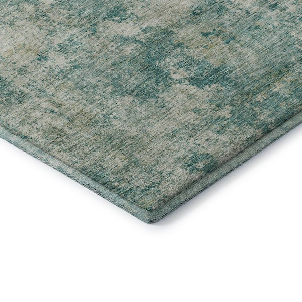 Mayfield Premium Machine Washable Abstract AMF2061 Teal 3 ft. x 5 ft. Area Rug
