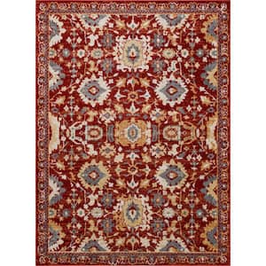 Norwood Red 7 ft. 10 in. x 10 ft. Traditional Ornamental Agra Area Rug