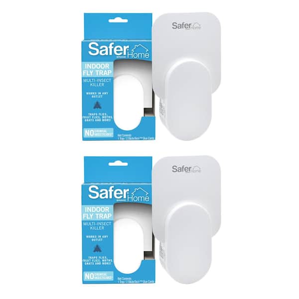 Safer Home Indoor Flying Insect Trap for Fruit Flies, Gnats, Moths, House  Flies (2 Plug-In Bases, 4 Refill Glue Cards)
