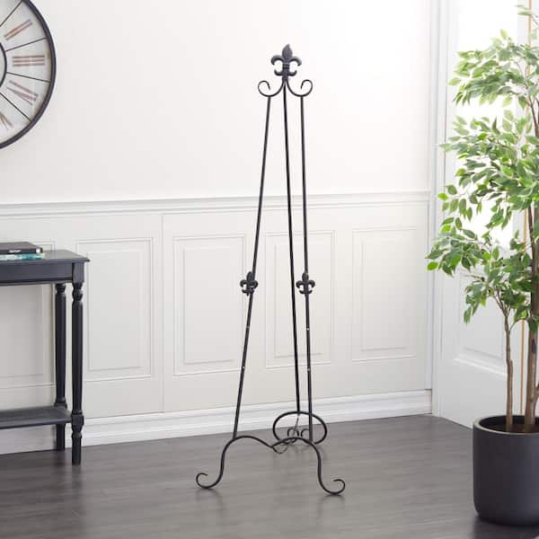 Litton Lane Black Metal Extra Large Free Standing Adjustable Display Stand Scroll Easel with Chain Support