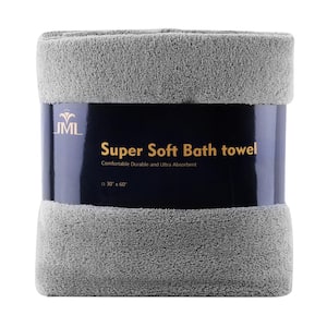 Gray 350 GSM Polyester Fleece Bath Towel (Set of 2)
