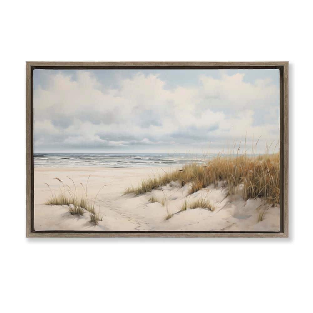 Seascape with Soft Grasses by Arlington Prints Brown Floater Frame Nature Graphic Art Print 17 in. x 25 in. price history on PriceWatchPro