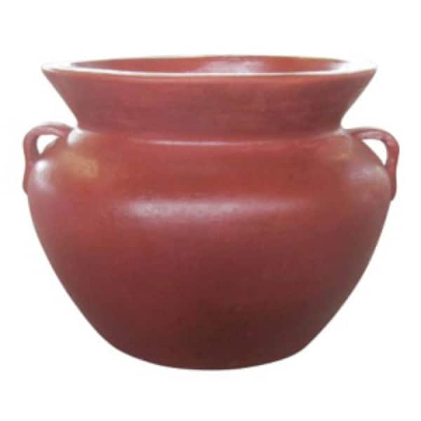 Unbranded 20 in. Round Clay Smooth Handled Pot
