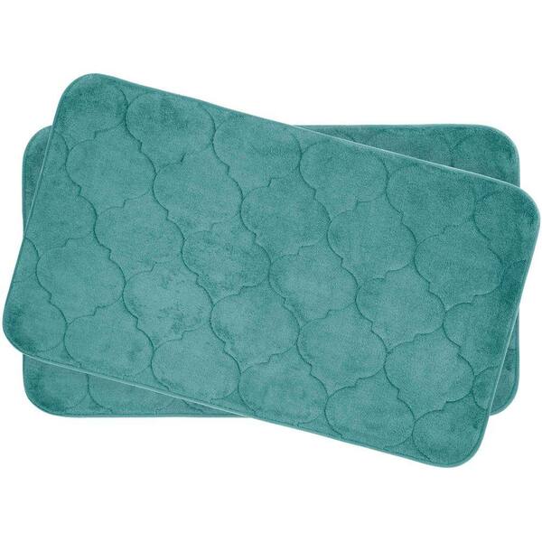 BounceComfort Faymore Marine Blue 17 in. x 24 in. Memory Foam Bath Mat Set (2-Piece)