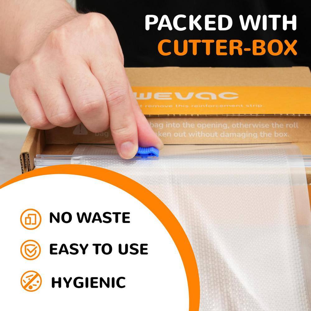 6'' x 150' White Plastic Vacuum Seal Roll Keeper with Cutter