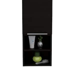 11.8 in. W x 32.1 in. H Rectangular Black Surface Mount Medicine Cabinet without Mirror with Open and Interior Shelves
