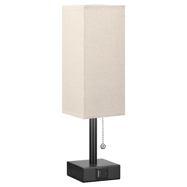 Unbranded Upgraded 14.7 in. Black Dimmable Integrated LED Task and Reading Lamp with USB Port in Linen Shade