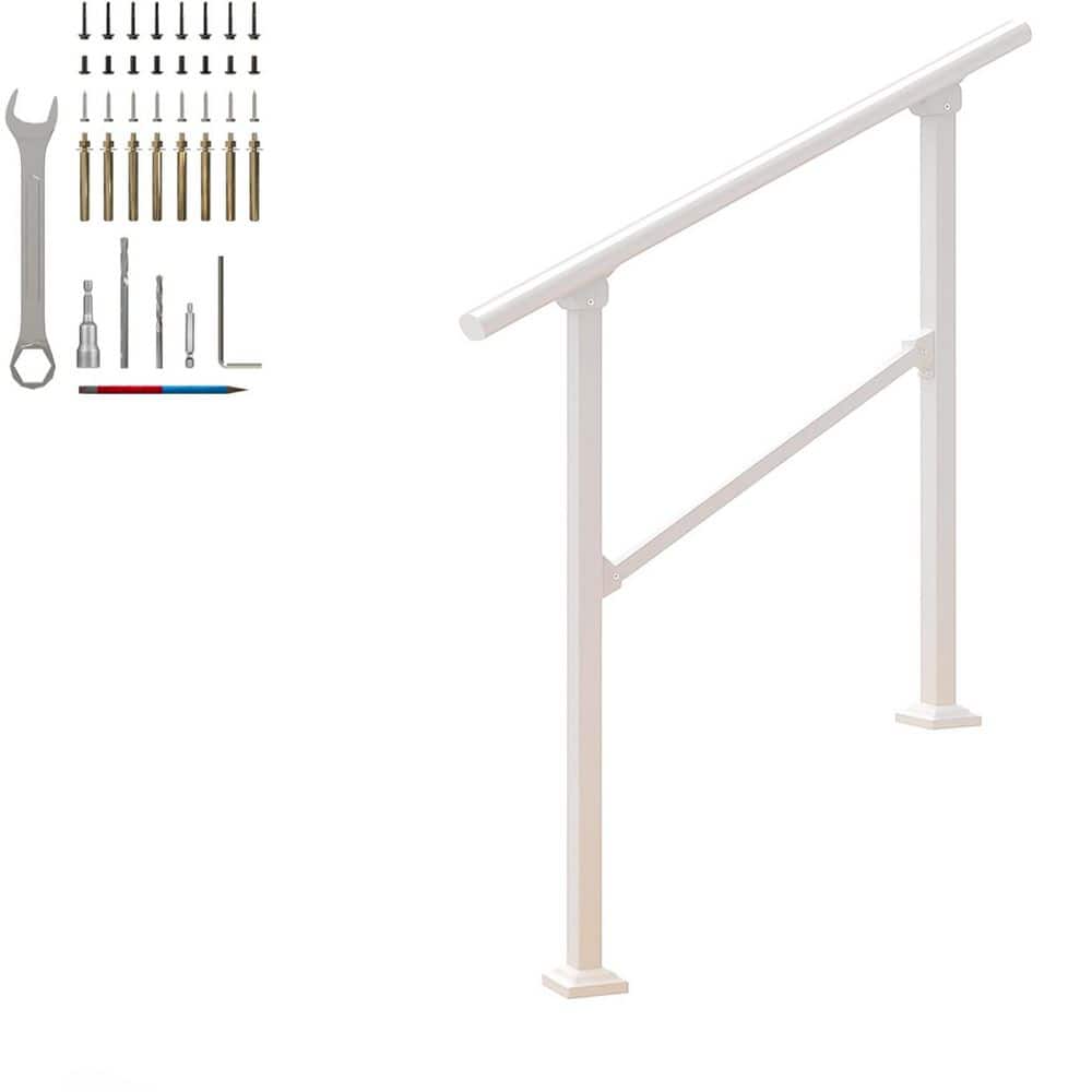 Galvanized Steel Hand Rails for Outdoor Steps 3-Step Stair Railing Easy Install Adjustable Angle Pure White price history on PriceWatchPro