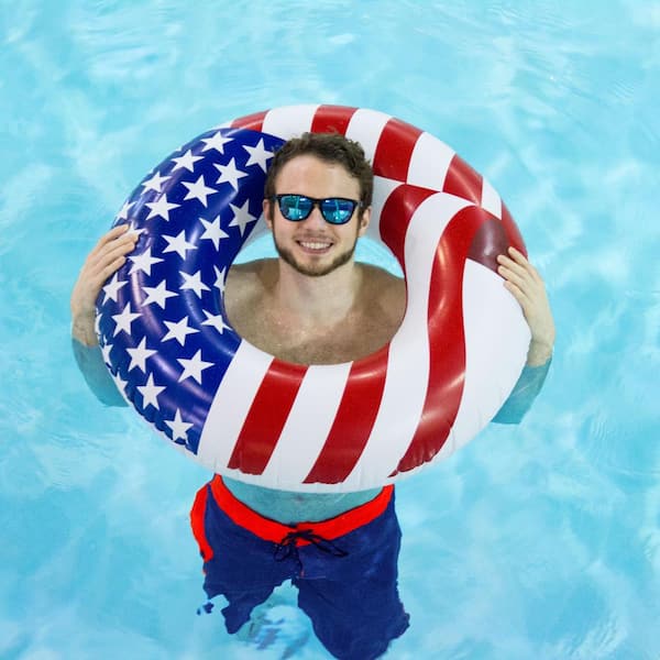 Swimline 36 Inch Inflatable Patriotic American Flag Swimming Pool Tube Float