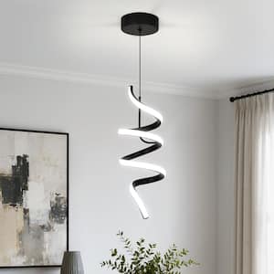 RayHome 1-Light Modern Black Pendant Light Integrated LED Fixture for Kitchen Living Room Entry Foyer