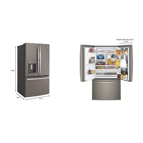 Ge 27 8 Cu Ft French Door Refrigerator With Door In Door In Slate Fingerprint Resistant Gfd28gmles The Home Depot