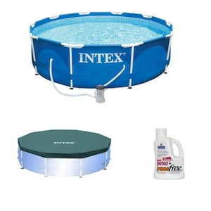10 ft. x 30 in. Round Swimming Pool Above Ground with Pool Cover Plus Phosphate Remover