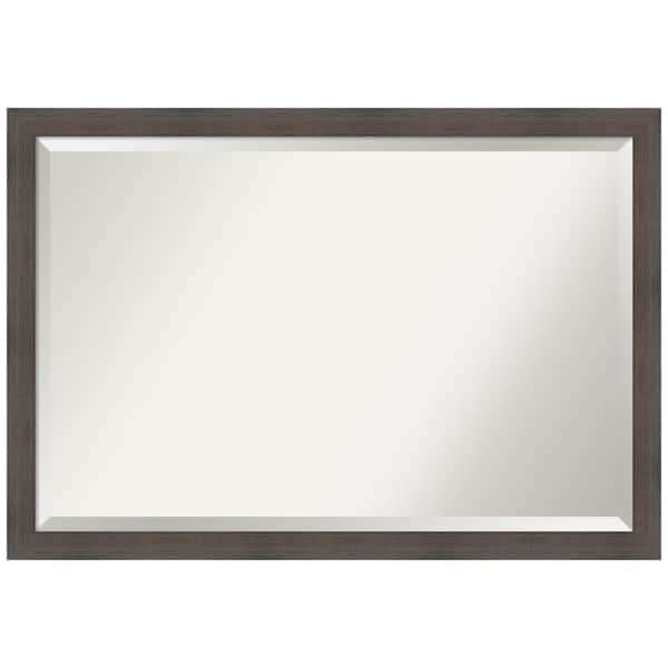 Hardwood Chocolate Narrow 38.88 in. x 26.88 in. Rustic Rectangle Framed Bathroom Vanity Wall Mirror