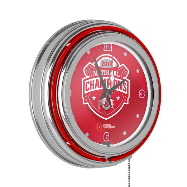 Unbranded The Ohio State University Red National Champions Red Lighted Analog Neon Clock