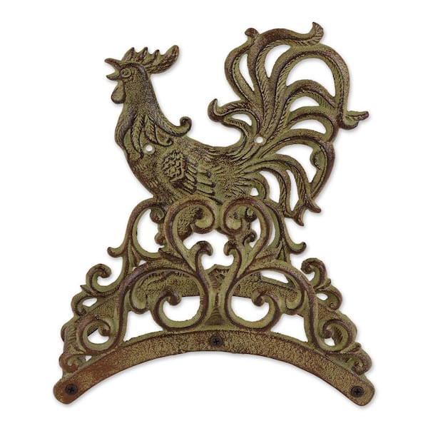 Zingz & Thingz Cast Iron Rooster Hose Organizer