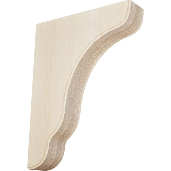 1-3/4 in. x 7-1/4 in. x 9-1/2 in. Unfinished Rubberwood Plymouth Wood Corbel