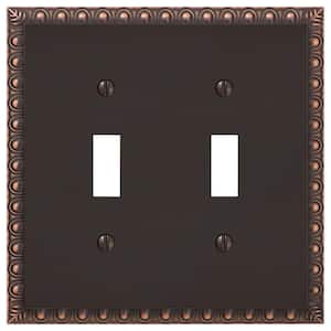 Antiquity 2 Gang Toggle Metal Wall Plate - Aged Bronze