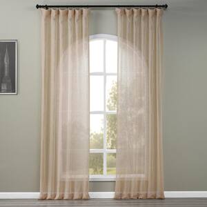 Open Weave Natural Solid Rod Pocket Sheer Curtain - 50 in. W x 96 in. L