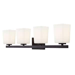 Hartley 4-Light Oil Rubbed Bronze Vanity Light with Flat Opal Glass