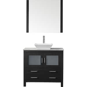 Dior 31 in. W Bath Vanity in Zebra Gray with Marble Vanity Top in White with Square Basin and Mirror
