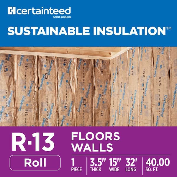 CertainTeed R-13 Kraft Faced Insulation Roll 15 in. x 32 ft