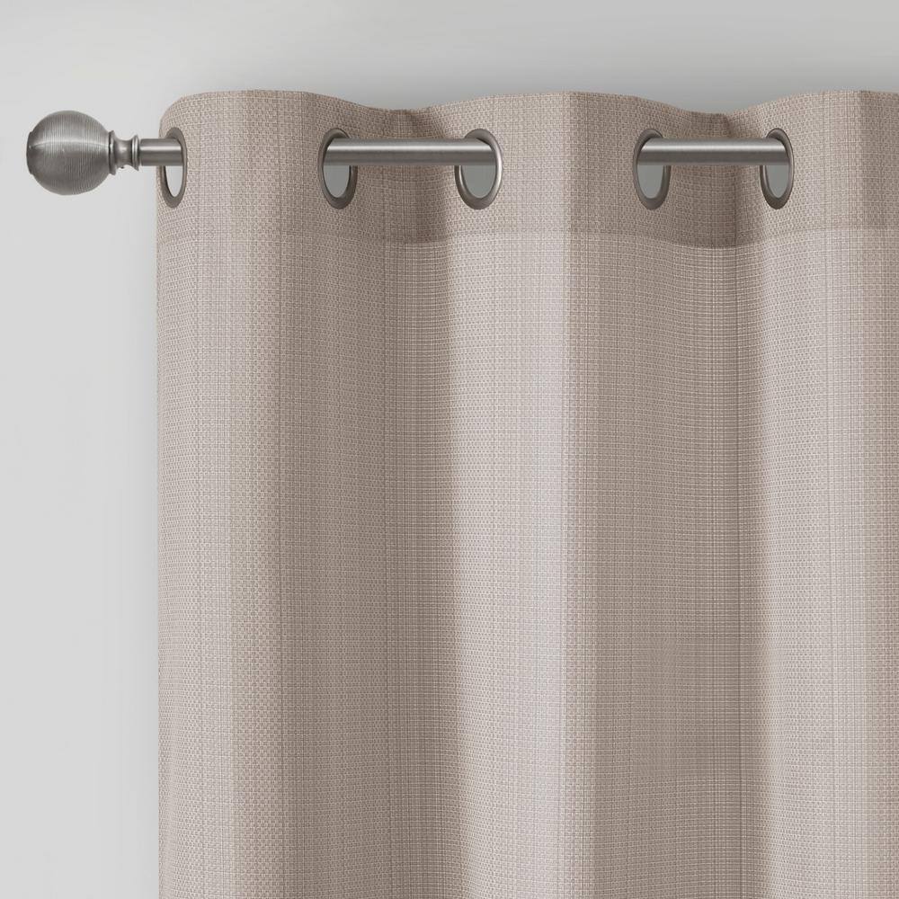 Taupe Basketweave Blackout Outdoor Curtain Panel Pair
