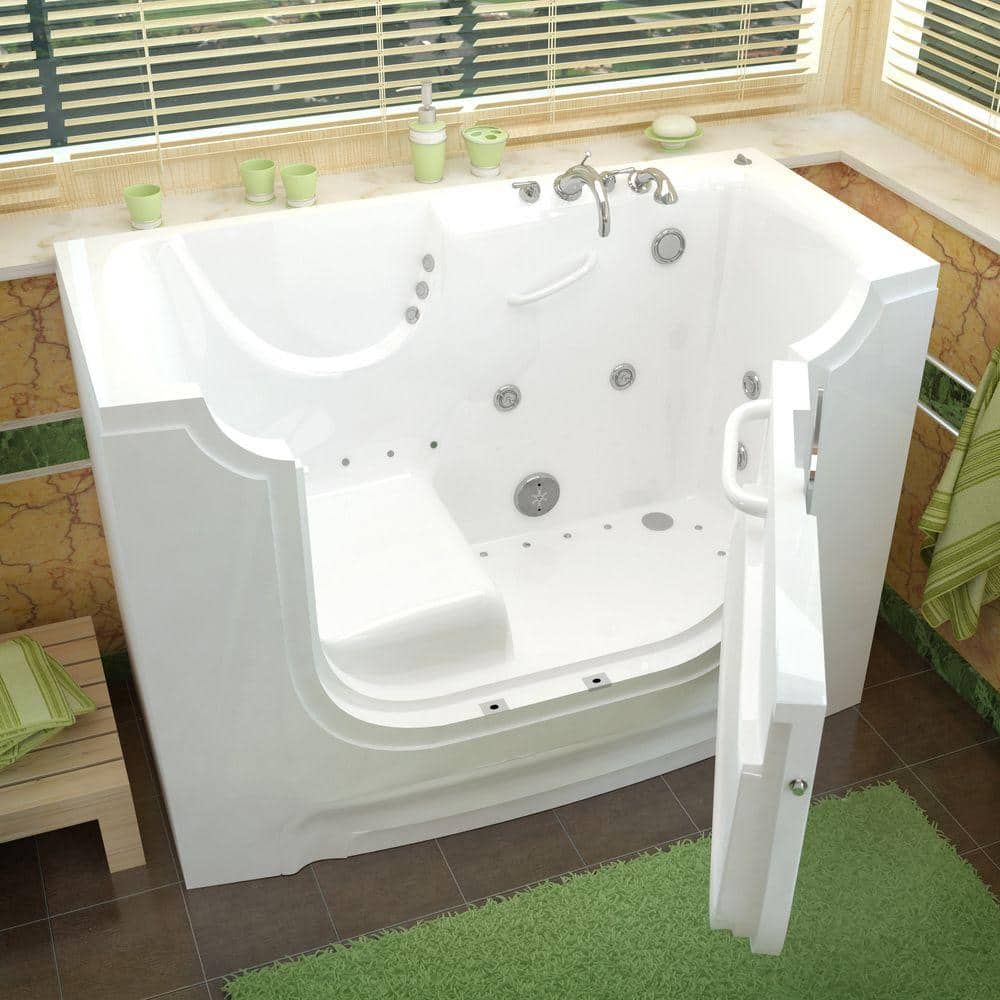 HandiTub 60'' x 30'' White Fiberglass Walk-In Bathtub with Faucet