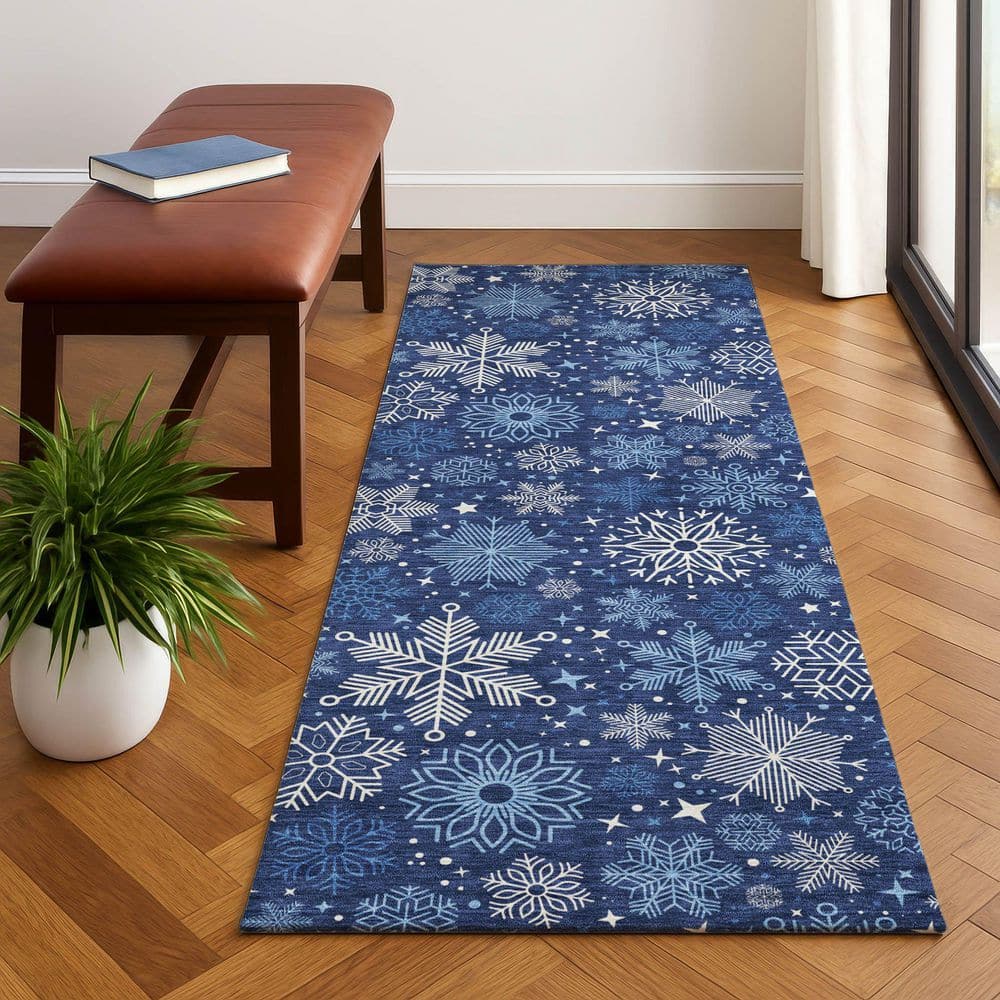 Mayfield Premium Machine Washable Abstract AMF1823 Navy 2 ft. 3 in. x 7 ft. 6 in. Runner Rug price history on PriceWatchPro