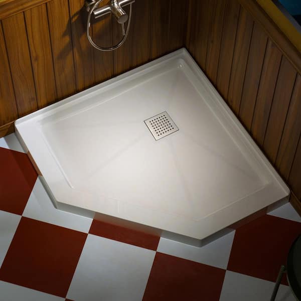34 in. x 34 in. Neo-Angle Corner Shower Pan Base in White, Drain Included