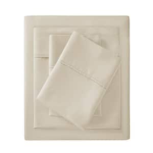 300-Thread Count Organic 4-Piece Taupe Cotton Queen Deep Pocket Sheet Set