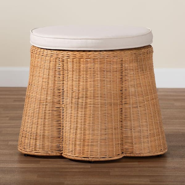 bali & pari Palm Light Honey Rattan and Fabric 26 in. Round